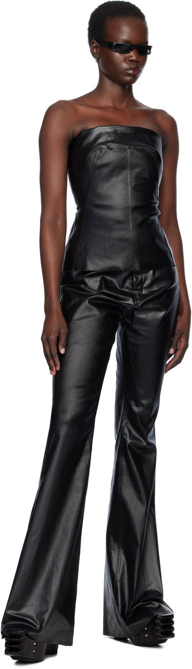Tielko Rick Owens Rick Owens Hollywood Coated Stretch Denim Bustier Top Čierna | RP01E7127 SCT, 3
