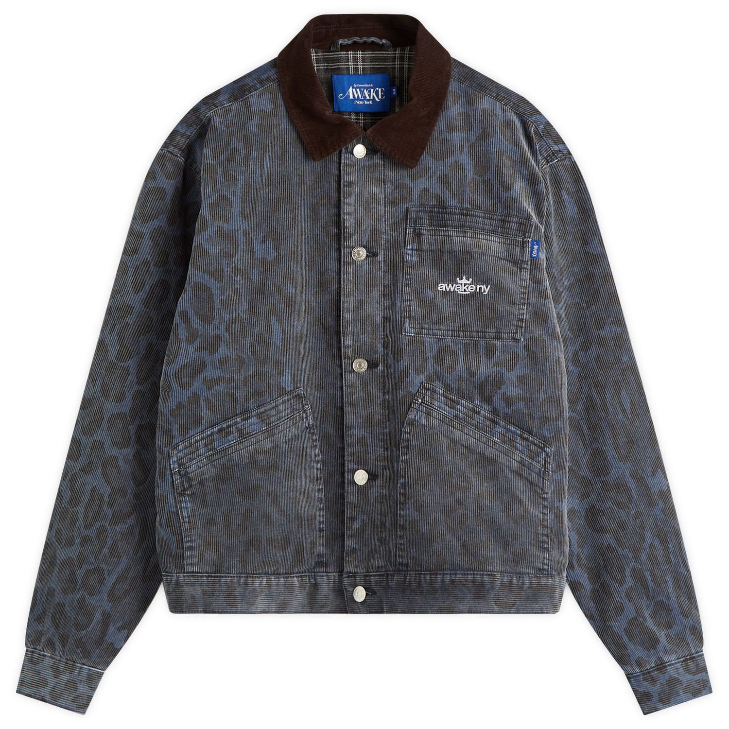 Bunda Awake NY Awake NY Leopard Corduroy Work Jacket Modrá | AWK-SP25-OT005-NVY, 1