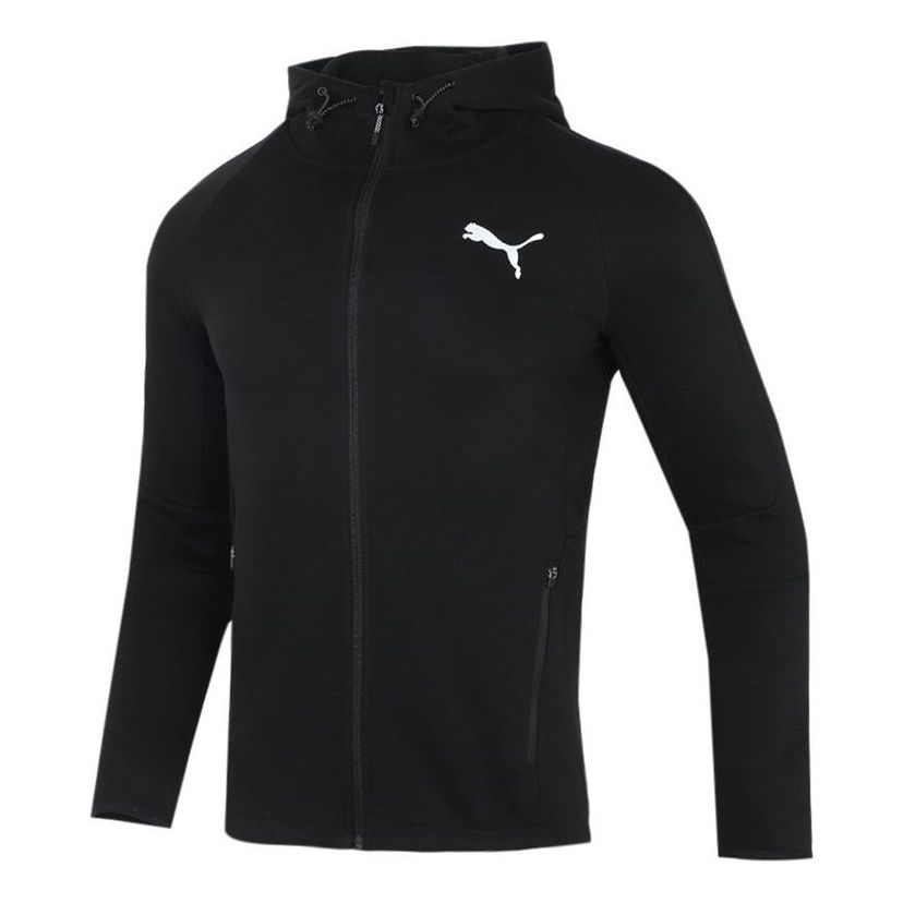 Mikina Puma Running Training Knit Hooded Logo Jacket Čierna | 846341-01