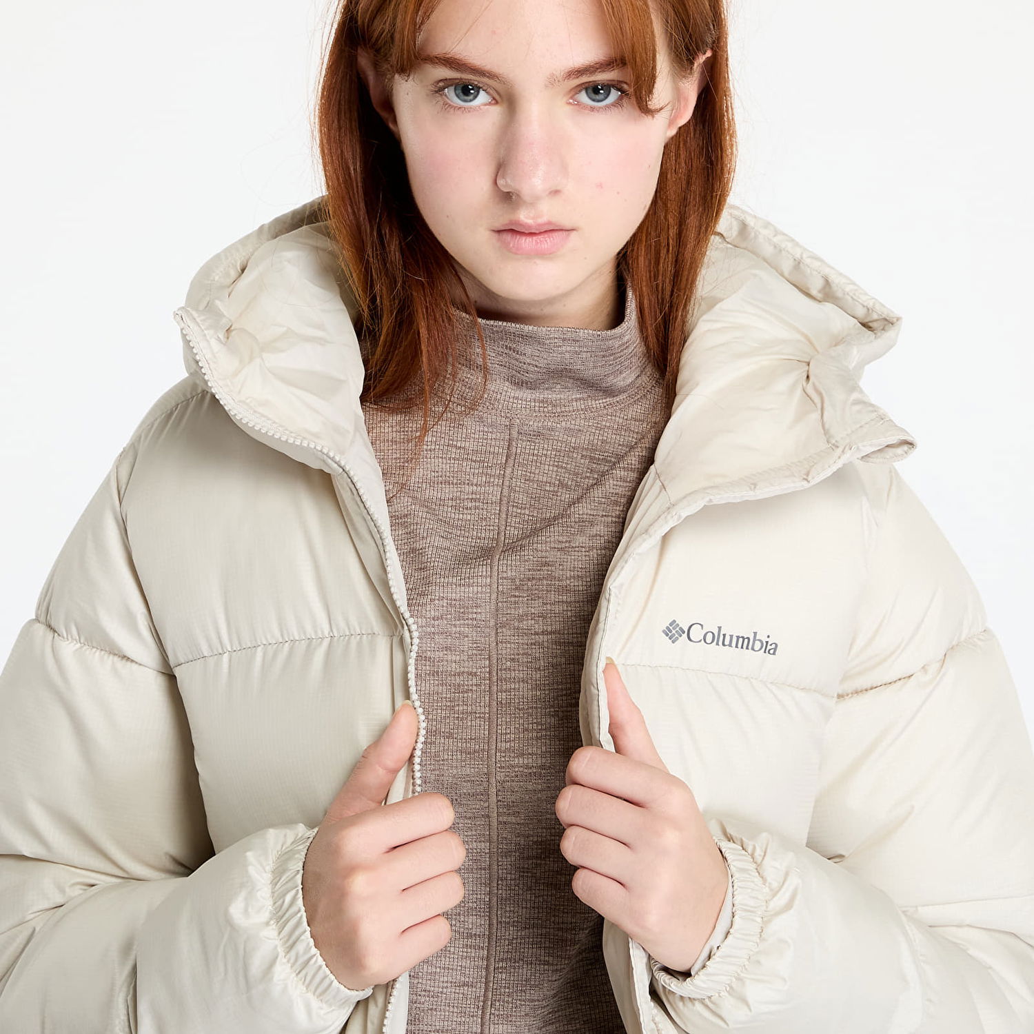 Prešívaná bunda Columbia Puffect™ II Mid Hooded Jacket Dark Stone Béžová | 2088471278, 1