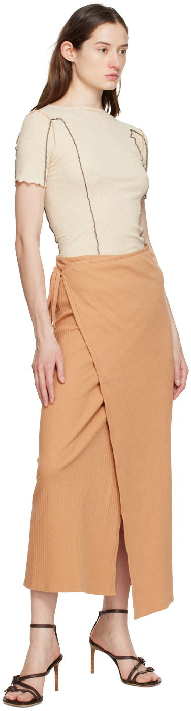 Ribbed Midi Wrap Skirt