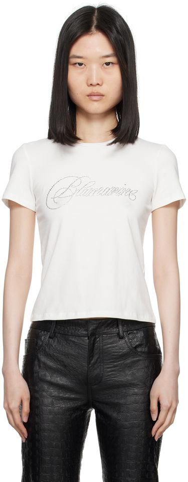 Tričko Blumarine Crystal Logo T-Shirt Biela | A422T075A, 0