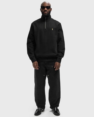 Mikina Polo by Ralph Lauren Quarter-Zip Stand-Up Collar Sweatshirt with Plaid Lining Čierna | 710981468001, 1