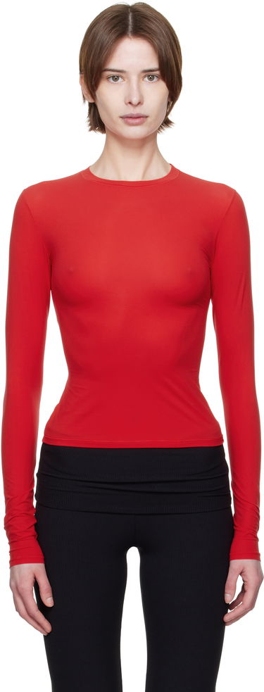 Tričko SKIMS SKIMS Fits Everybody Long Sleeve T-Shirt Červená | TP-LST-9049, 0