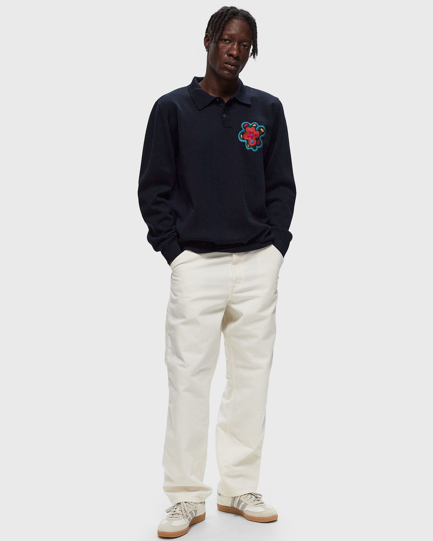 Polo tričko By Parra Flower Blob Knitted Polo Shirt Navy | 52226, 1