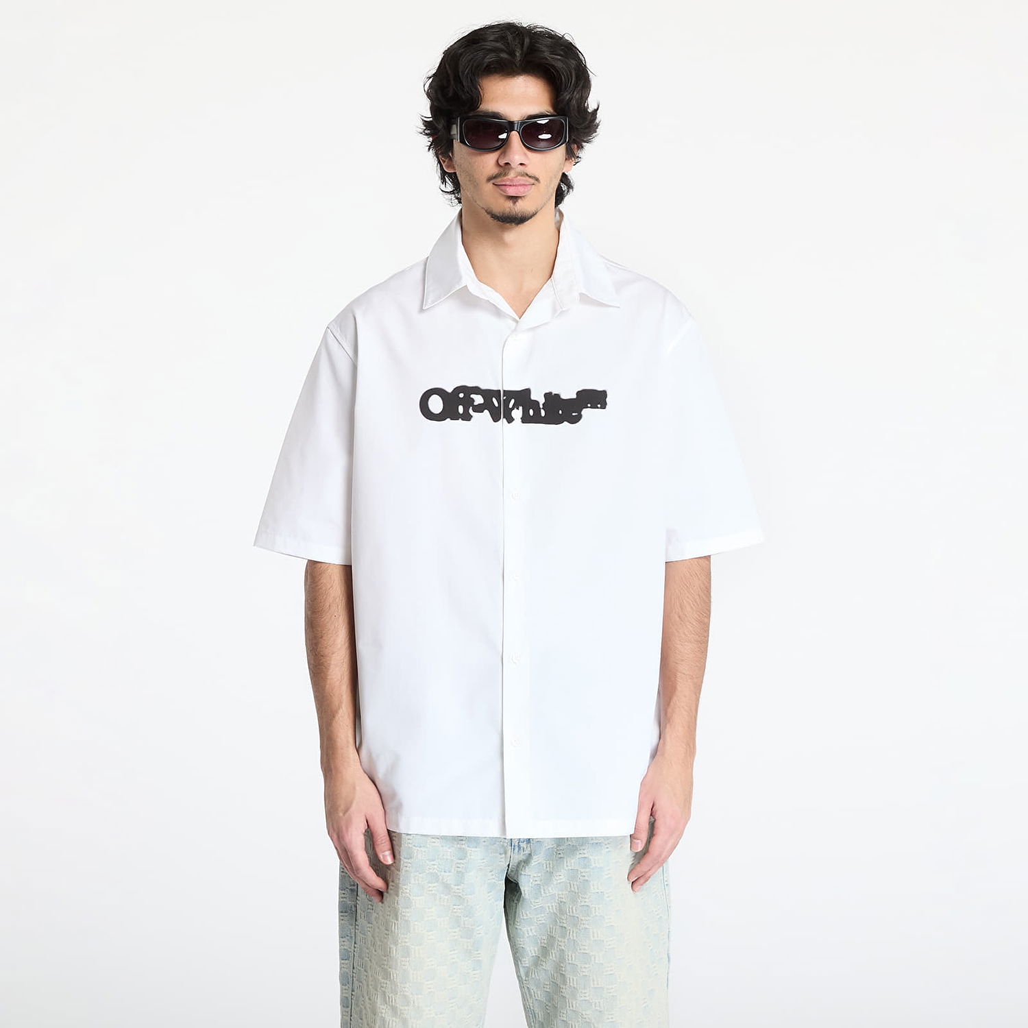 Košeľa Off-White Off-White Spray Arrow Popl Bowling Shirt Biela | OMGG013S25FAB00A0110, 0