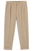 Tapered-fit pleated trousers in stretch flannel with cuffed hem