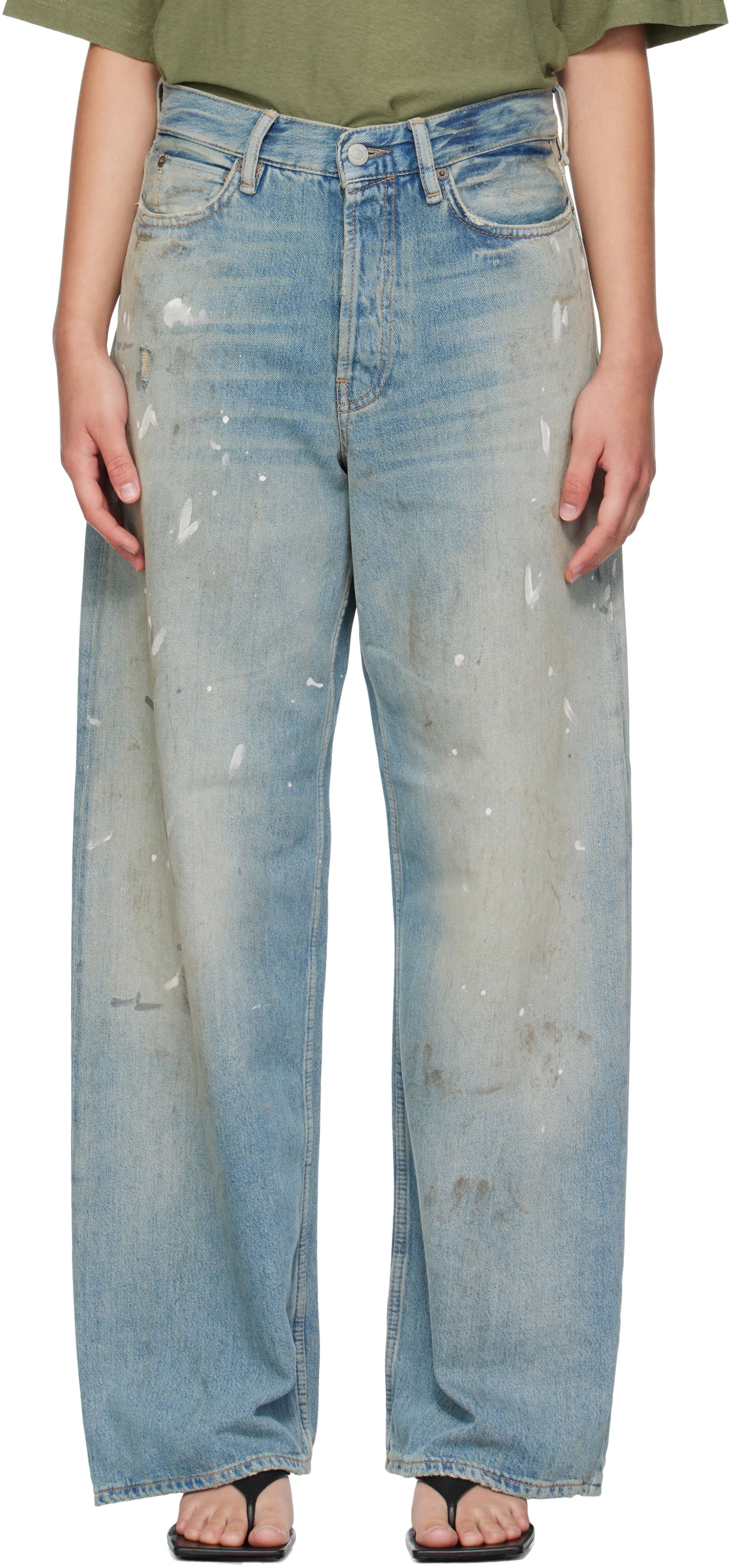 Džínsy Acne Studios Acne Studios 1981 U Paint Splatter Jeans Modrá | C00096-, 0