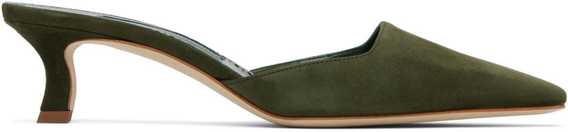 Starostlivosť o obuv Manolo Blahnik Manolo Blahnik Moiramu Suede Mules Zelené | 225-1957-0003