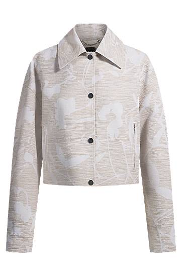 Bunda BOSS Relaxed Fit Floral Blazer Béžová | 50530887, 0