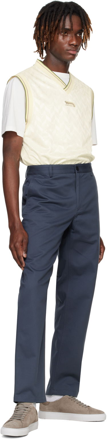 Nohavice MAISON KITSUNÉ Maison Kitsuné Casual Chino Trousers Modrá | OM01101WW9043, 3