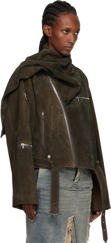 Bunda Rick Owens Concordians Cropped Scarf Flight Suede Jacket Hnedá | RO02E4793 LCSI, 1