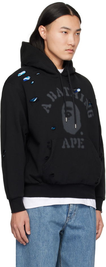 Mikina BAPE Destroyed College Hoodie Čierna | 001PPK801311M, 1