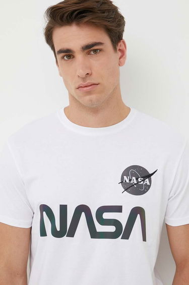 Tričko Alpha Industries NASA Rainbow Reflective Tee Biela | 178501RR.09, 3