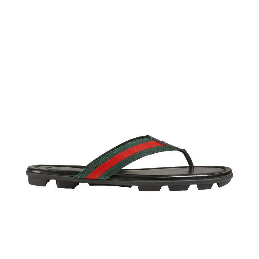 Tenisky a topánky Gucci Web and Leather Thong Sandal Black Leather Čierna | 429362 H91A0 8480