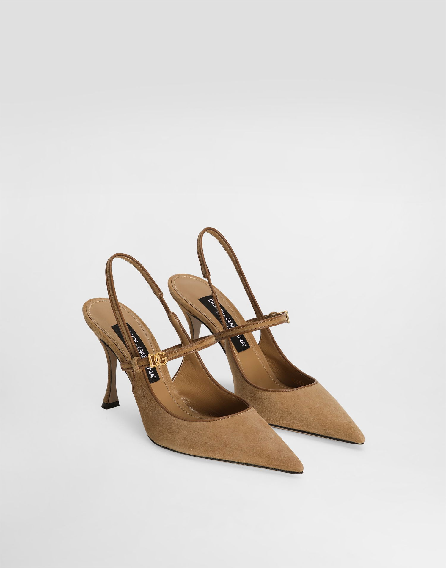 Doplnky Dolce & Gabbana Dolce & Gabbana Suede And Nappa Leather Slingbacks Béžová | CG0974AQ1348S727, 1