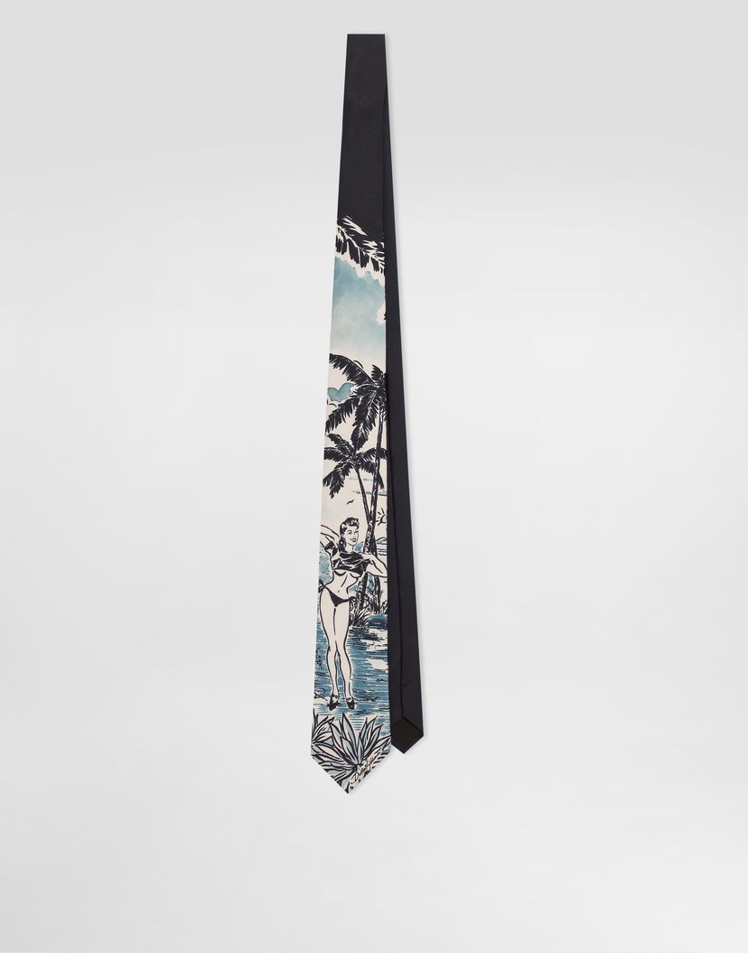 Doplnky Dolce & Gabbana Dolce & Gabbana Pin-up Print Silk Tie Navy | GT147EG0TJ5HB5RL