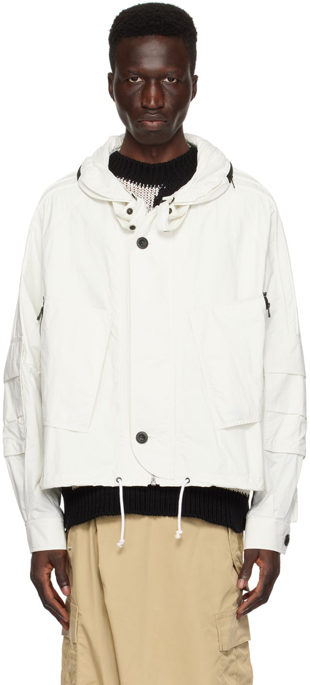 Bunda Junya Watanabe Junya Watanabe Stowaway Hooded Jacket Biela | WM-B007-051, 0