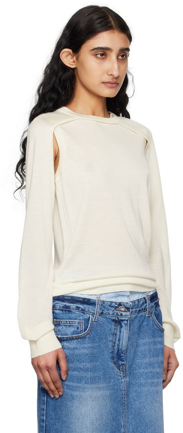 Sveter Helmut Lang Women's Shrug Knit Sweater Biela | SHRUG CREW, 1