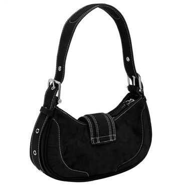 Kabelka OSOI Denim Hobo Bag with Buckle Čierna | 22FB050-02-01, 2