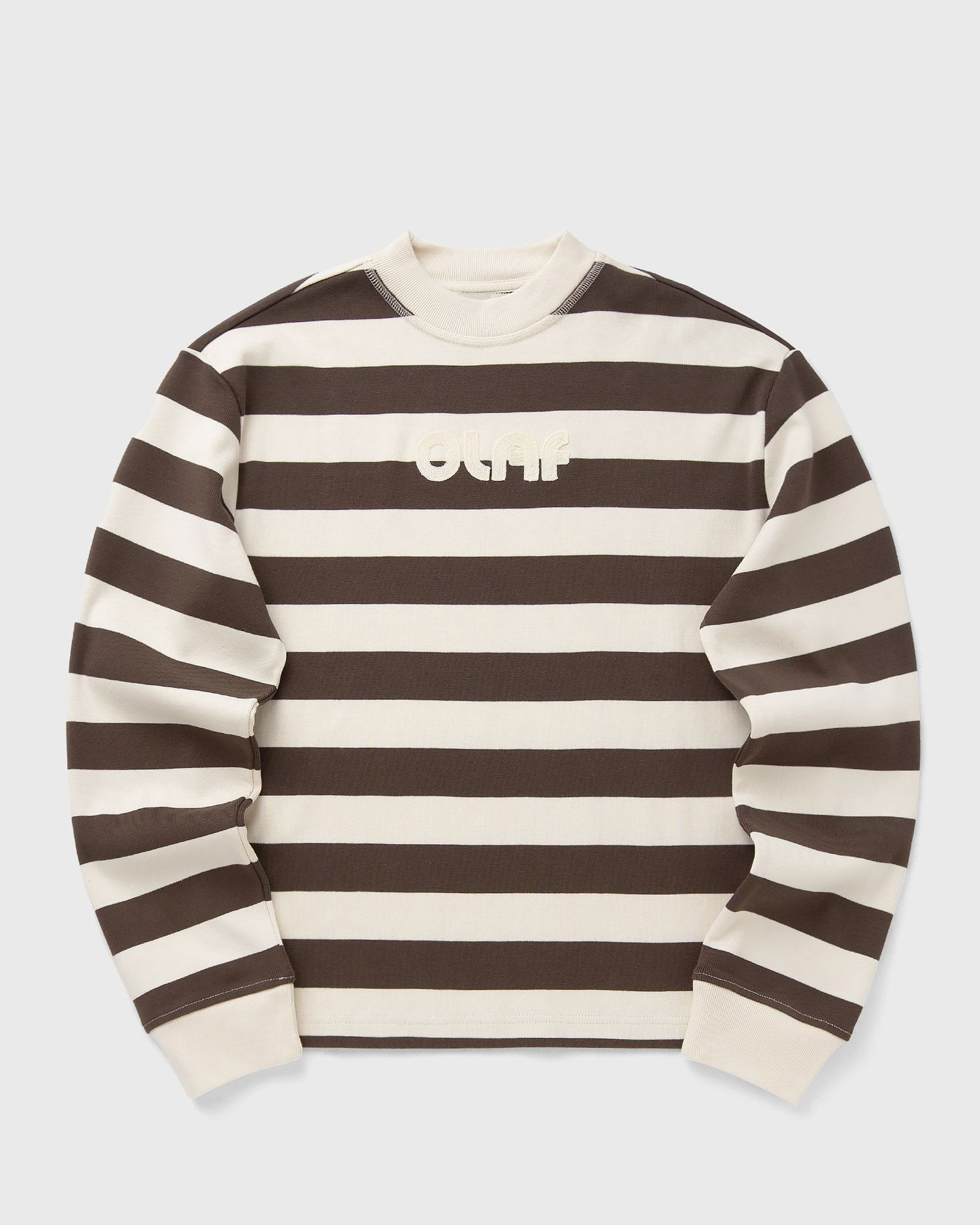 Mikina ØLÅF Striped Rib Retro Logo Sweatshirt Hnedá | W220106-HOTFUDGE-OFF-WHITE, 0