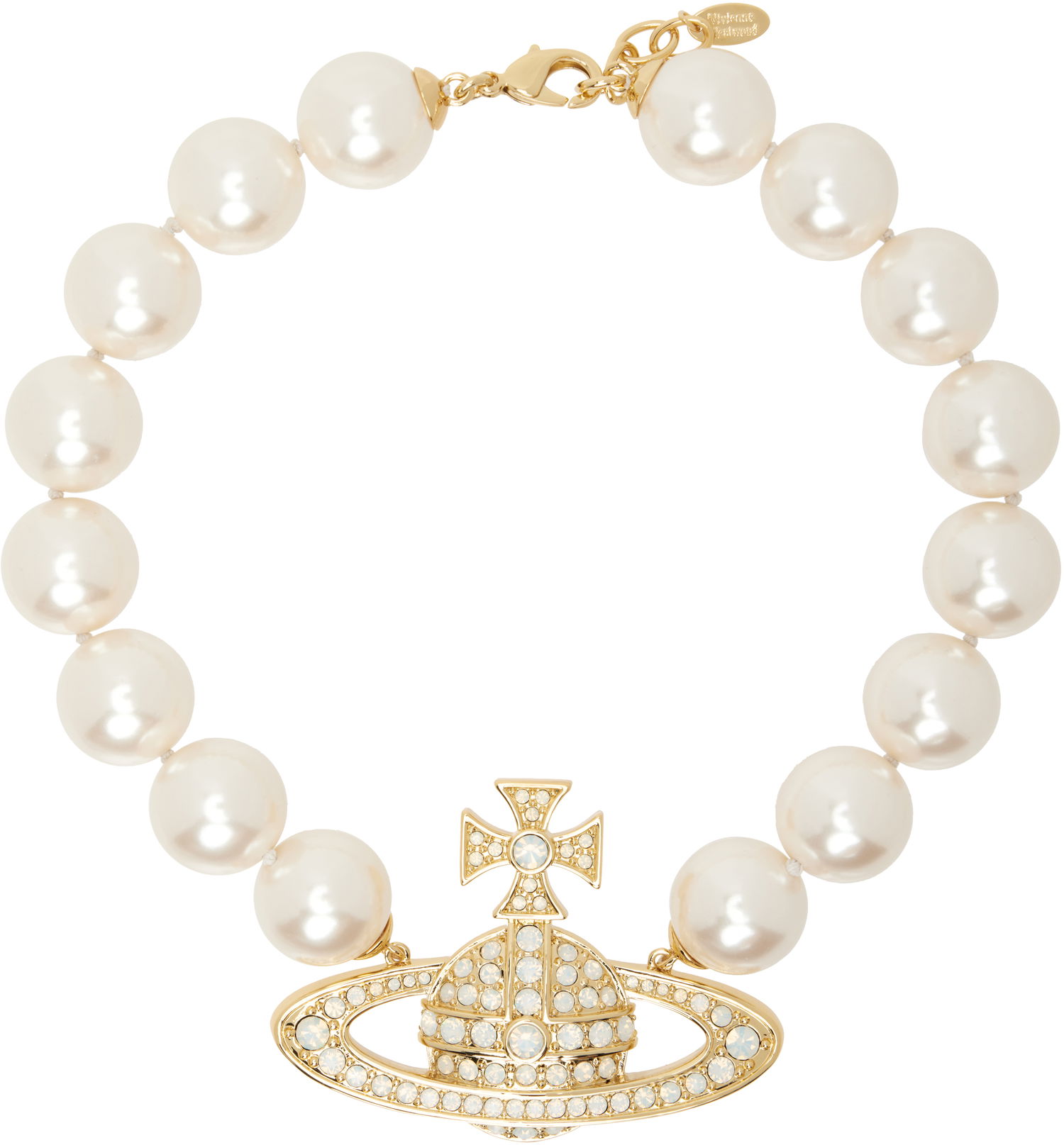 Náhrdelník Vivienne Westwood Necklace Crystal-Embellished With Faux Pearls Metalická | 63010110-02R597-CN, 0