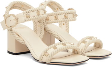 Tenisky a topánky Valentino Garavani Rockstud Leather Rope Detail Heeled Sandals Béžová | 7W2S0MF9EMP, 3