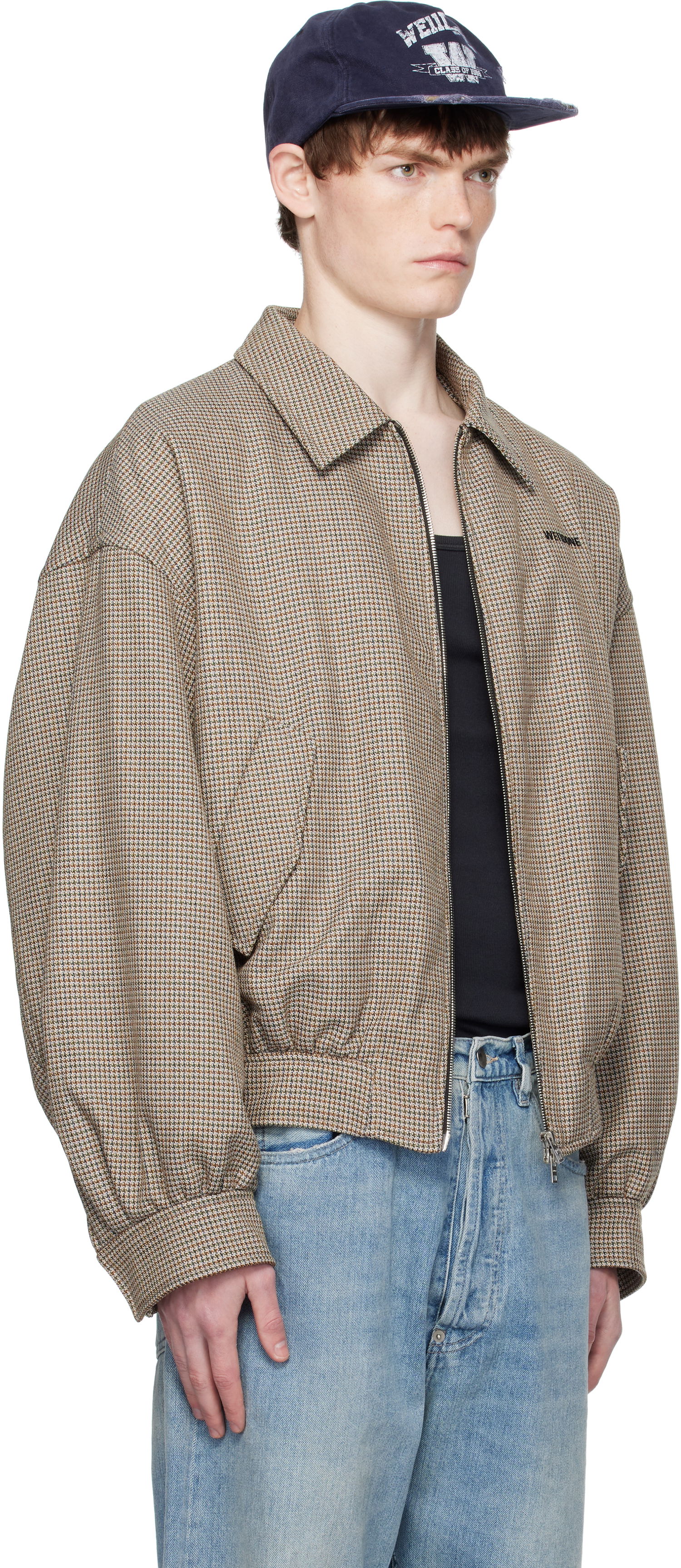 Bomber bunda We11done We11done Checkered Bomber Jacket Hnedá | WD-JK2-25-013-M-BG, 1