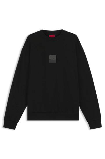 Mikina BOSS Cotton-Terry Sweatshirt with Split Logo Čierna | 50542847, 0