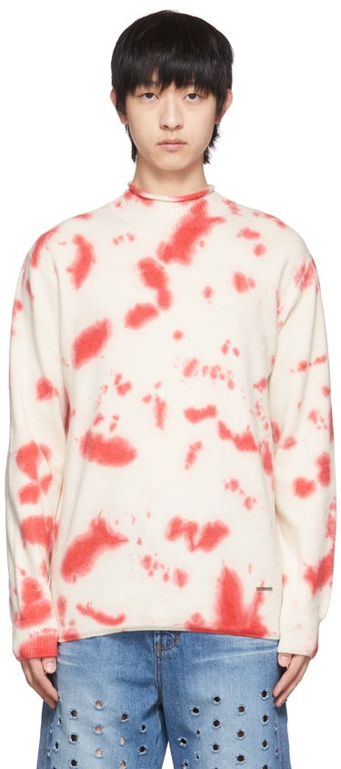 Sveter We11done We11done Tie-Dye Mock Neck Sweater Červená | WD-KT1-22-604-U-RD, 0