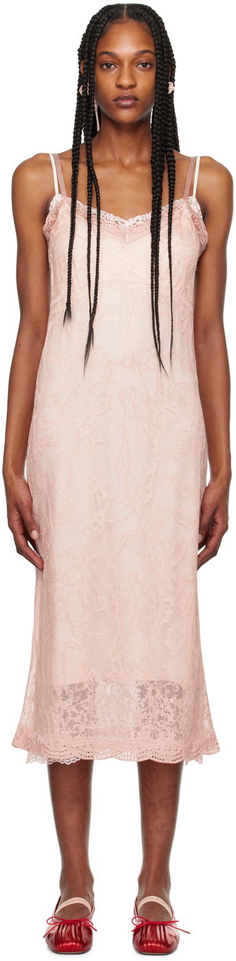 Šaty Simone Rocha Simone Rocha Floral Lace Midi Slip Dress Ružová | SHMK3 0645, 0