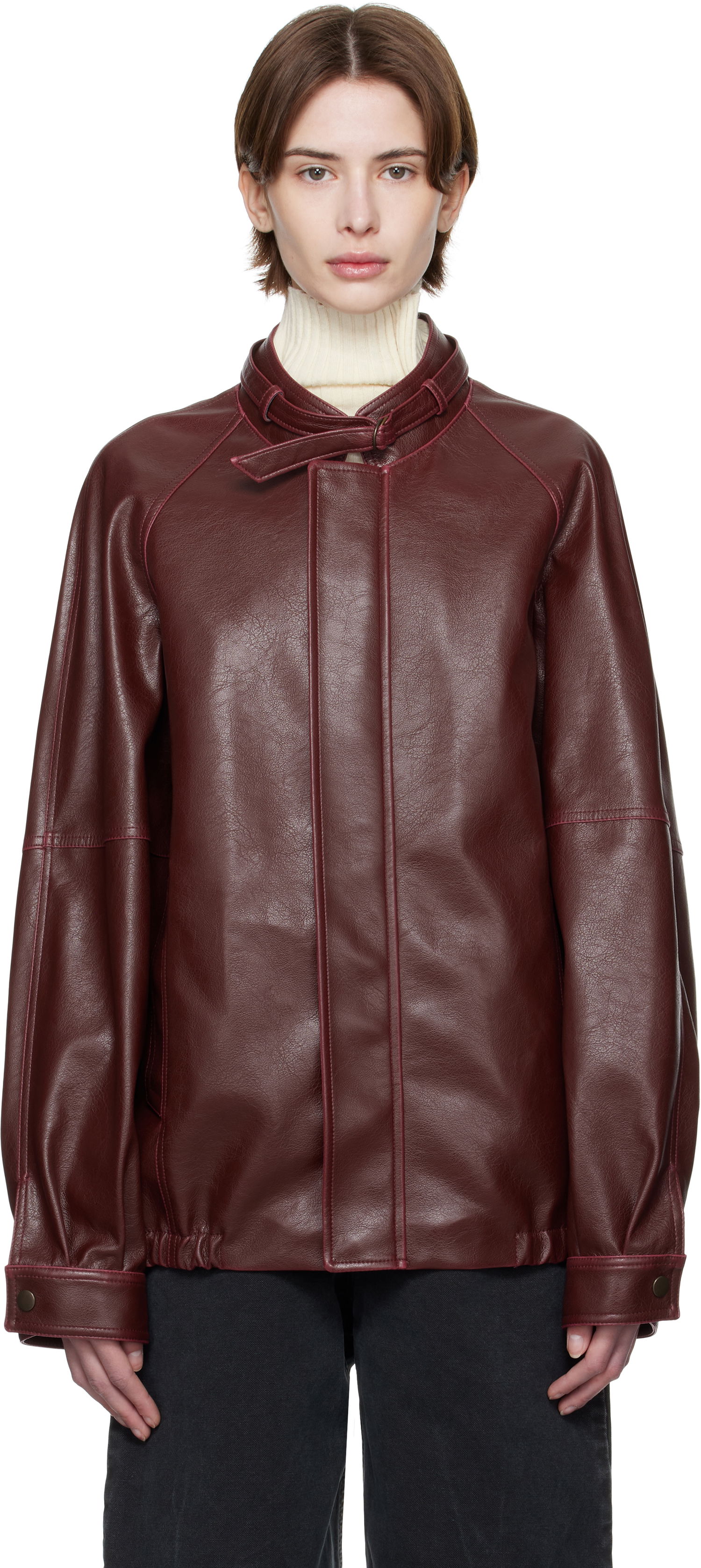 Bunda Maison Margiela MM6 Maison Margiela Sports Faux-Leather Jacket Vínová | S62AN0148 M35455, 0