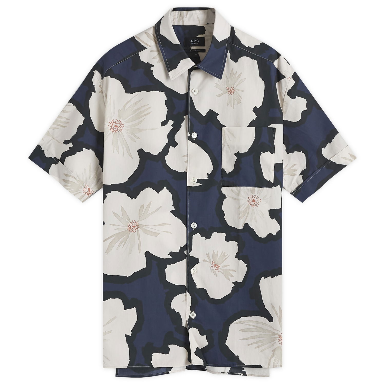 Košeľa A.P.C. Floral Print Short Sleeve Shirt Modrá | COHEH-H12541-IAK, 1