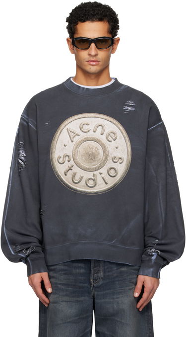 Mikina Acne Studios Distressed Logo Crewneck Sweatshirt Šedá | CI0203-, 0