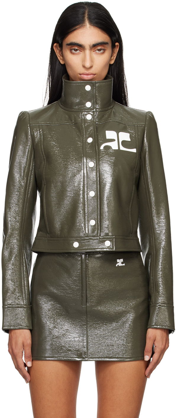 Courrèges Reedition Cropped Faux-Leather Jacket