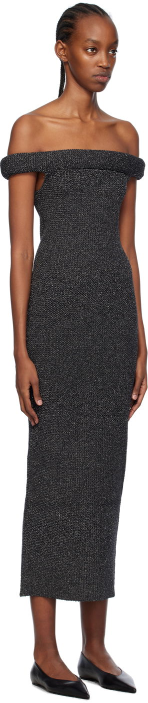 Šaty TOTEME TOTEME Off-The-Shoulder Midi Dress Šedá | 241-WRD1179-YA0031, 1