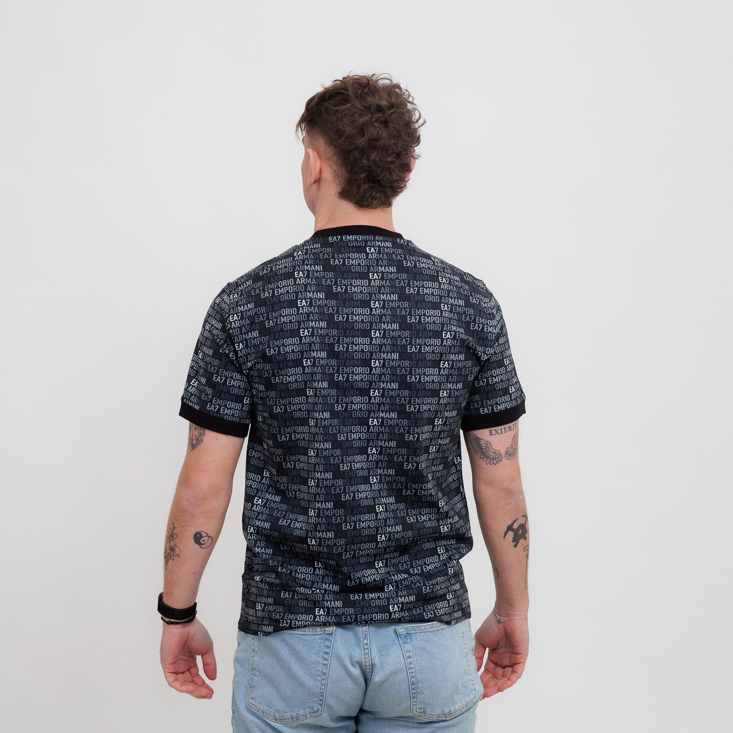 Tričko Emporio Armani EA7 Emporio Armani All-Over Logo Print T-Shirt Čierna | 7M000208-AF12874-UC001, 1