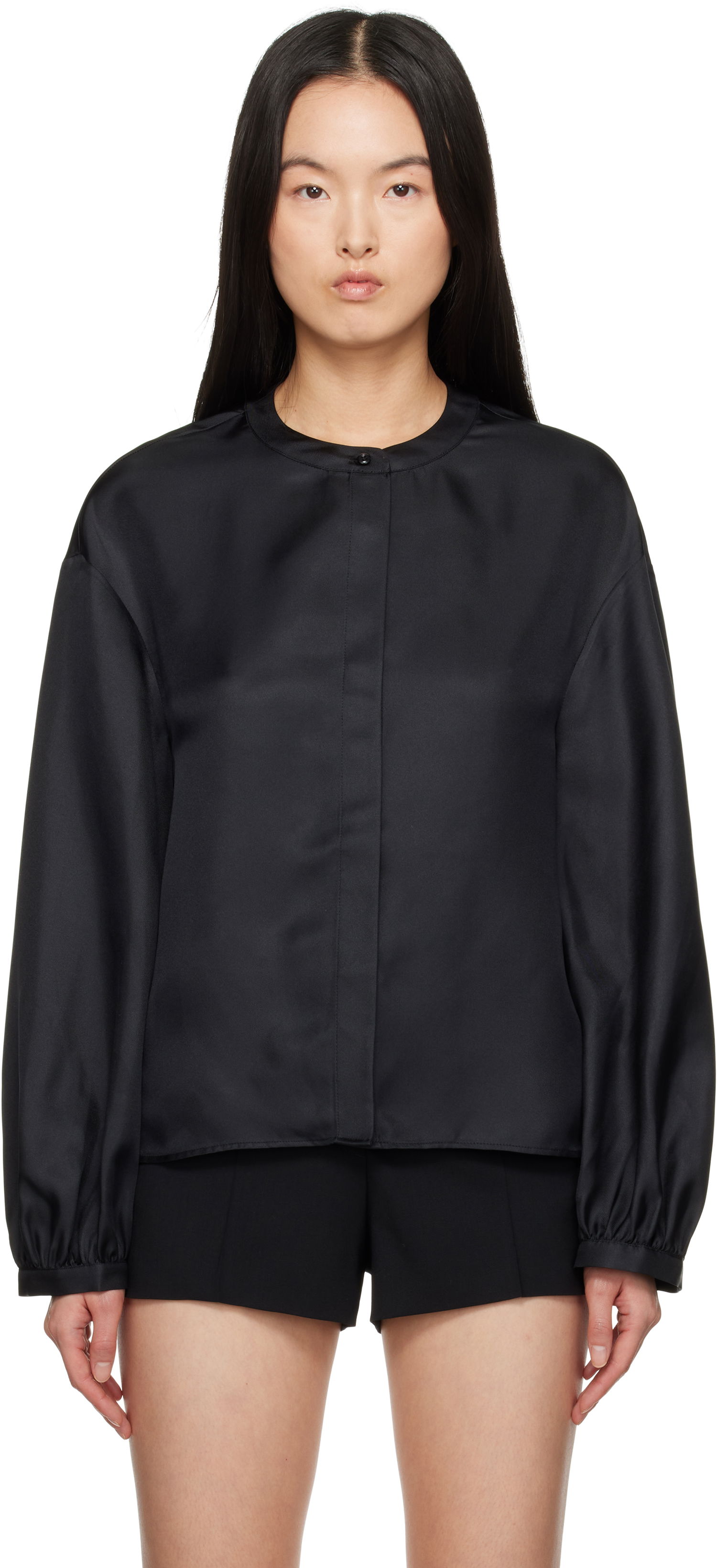 Košeľa Loulou de Saison Loulou de Saison Lea Satin Blouse Čierna | LEA, 0