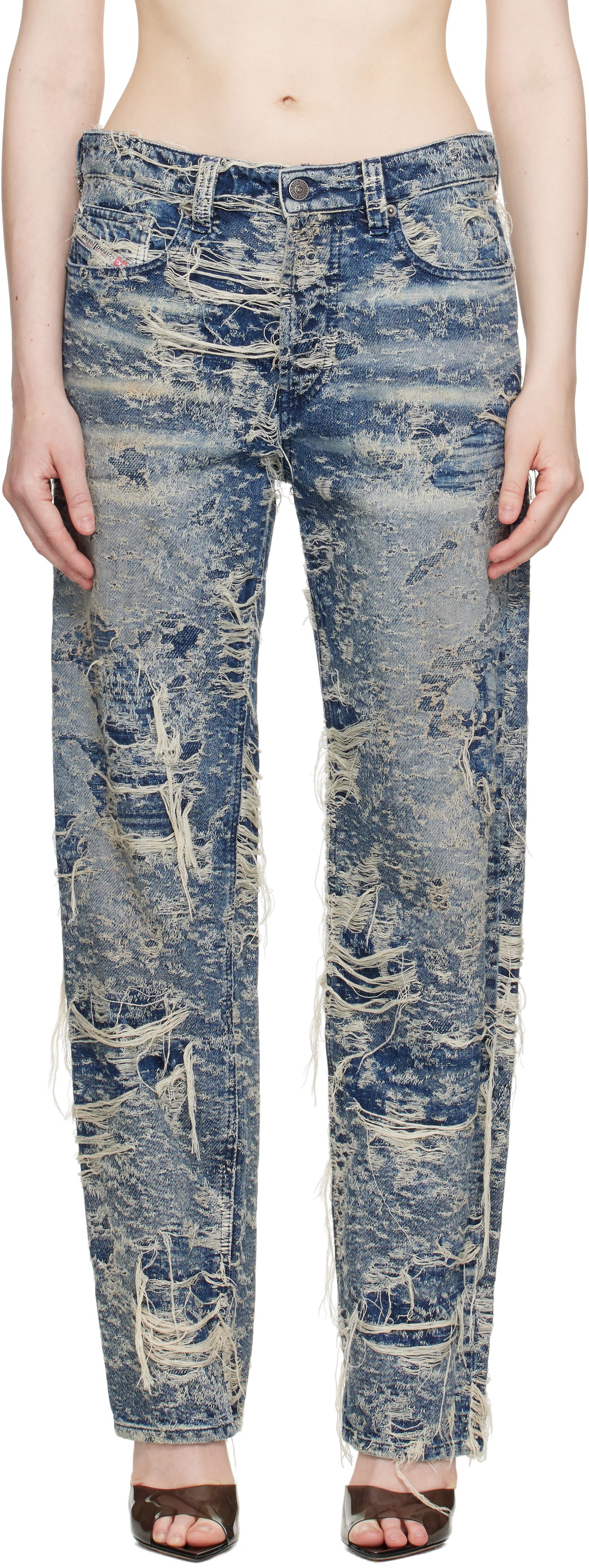 Džínsy Diesel Diesel 1988 D-Ark Regular Fit Distressed Jeans Modrá | A19193 09M04, 0