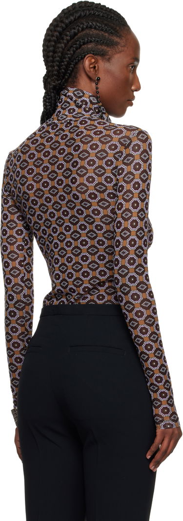 Tričká a tielka Dries Van Noten Dries Van Noten Transparent Mesh Long-Sleeve Turtleneck with Geometric Print Rôznofarebný | 252-011121-2623, 2