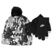 Nike Club Apex Camo Print Beanie and Gloves Set