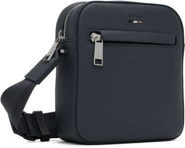 Taška cez rameno BOSS Grained Faux-Leather Reporter Bag Čierna | 50536475, 2