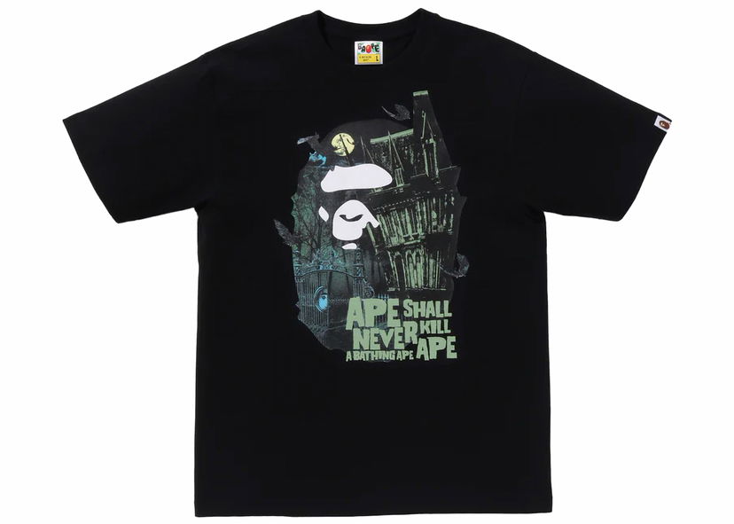 Tričko BAPE BAPE Halloween Bape Mansion Ape Head Tee Black Čierna | 1J70-110-010