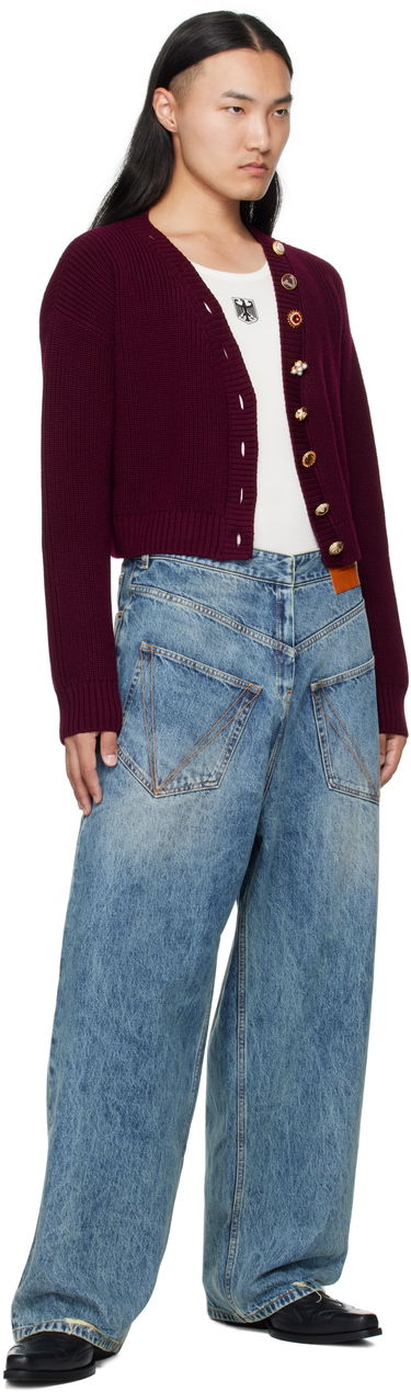 Sveter VETEMENTS VETEMENTS Fancy Button Cropped Cardigan Vínová | WH76KN220X, 3