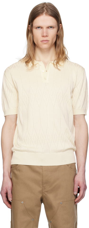 Polo tričko Golden Goose Golden Goose Argyle Knit Short Sleeve Polo Béžová | GMP01412.P001834.11560, 0