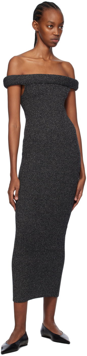 Šaty TOTEME TOTEME Off-The-Shoulder Midi Dress Šedá | 241-WRD1179-YA0031, 3