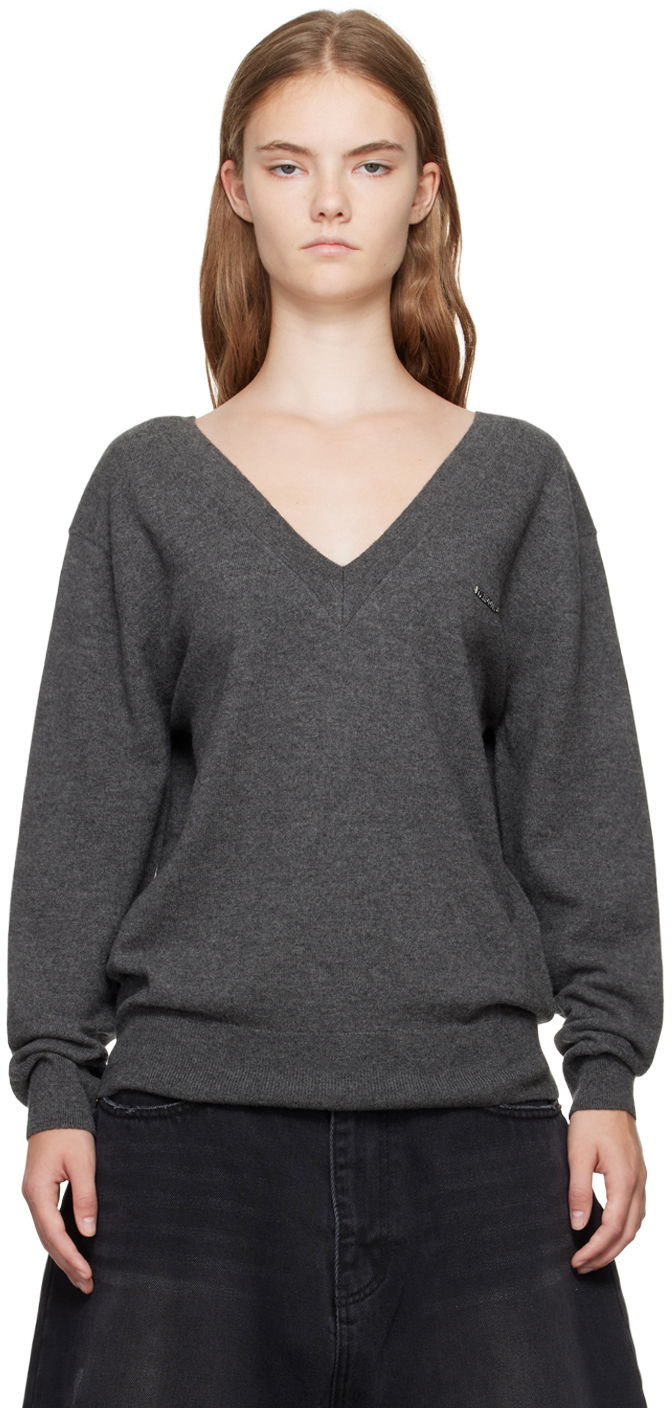 Sveter We11done Deep V-Neck Sweater Šedá | WD-KT2-24-642-W-GY, 0