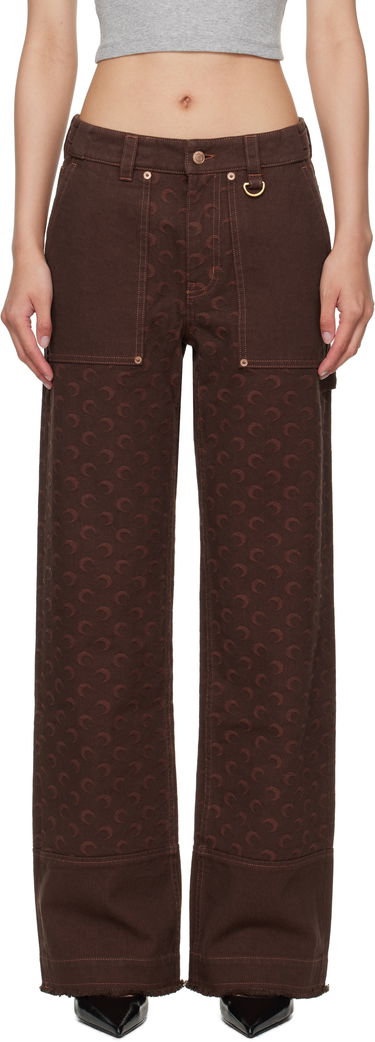 Cargo nohavice Marine Serre Marine Serre Moon Jacquard Twill Workwear Cargo Pants Hnedá | WPA141B CWOV0063, 0