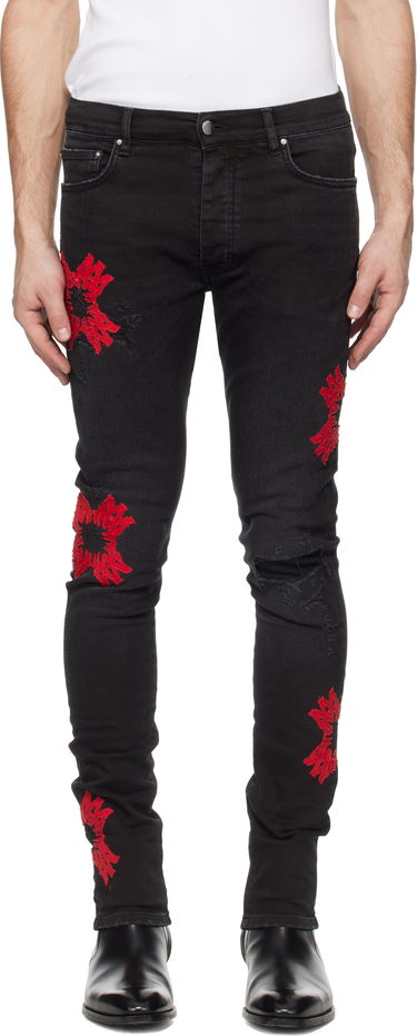 Džínsy AMIRI Quad Applique Slim Fit Jeans Čierna | AMDNSY1111, 0