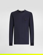Technical Piqué Long-Sleeve T-shirt with Crest Logo